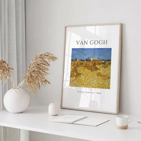 Poster Van Gogh Wheat Harvest Art097 40cm X 50cm White Wooden Frame