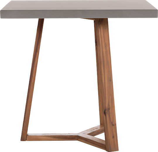 Fiber Square Dining Table with Cement Surface Gray 80x80x75cm