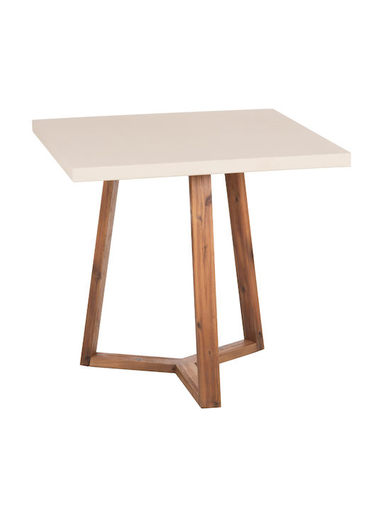 Fiber Quadratischer Esszimmertisch mit Betonoberfläche Beige 80x80x75cm