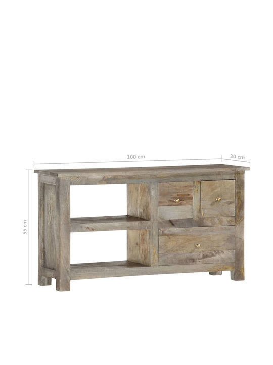 Solid Mango Wood TV Stand 100x30x55cm