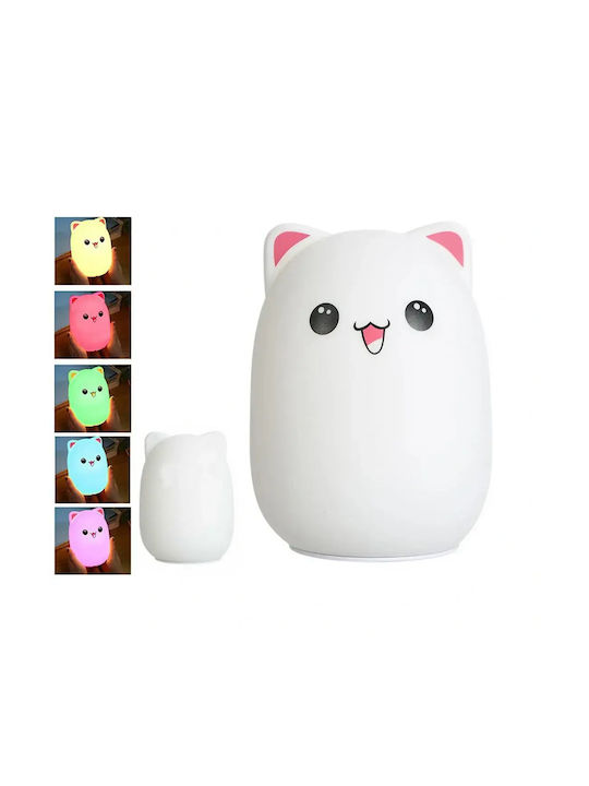 Verk Group Led Kids Decorative Lamp Cat Kitty with Color Changes White 8.2x5cm