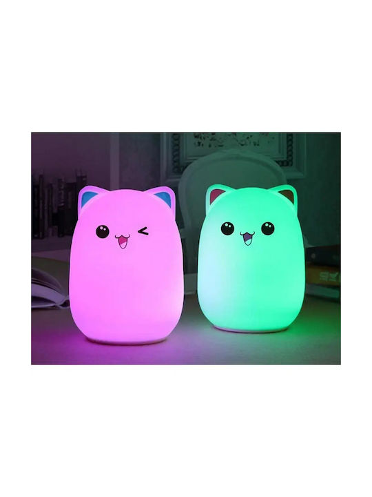 Verk Group Led Kids Decorative Lamp Cat Kitty with Color Changes White 8.2x5cm