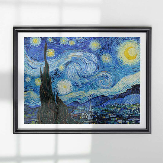 Poster Van Gogh Starry Night Art105 40cm X 50cm White Wooden Frame
