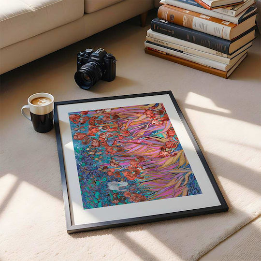 Poster Van Gogh Irises Art110 40cm X 50cm Frame Natural Wooden Beige
