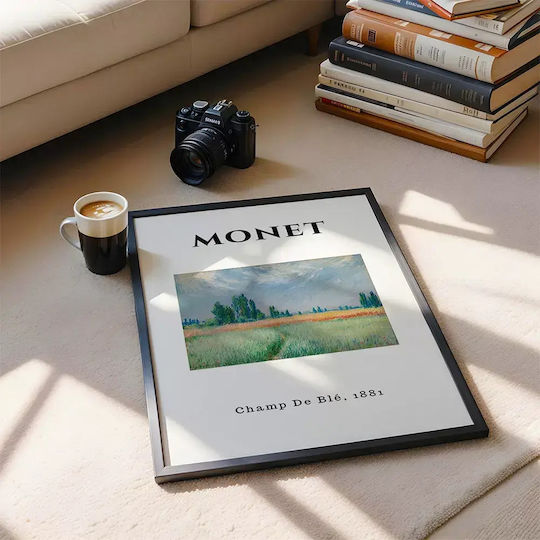 Poster Monet Champ De Ble Art010 40cm X 50cm Brown Wooden Frame
