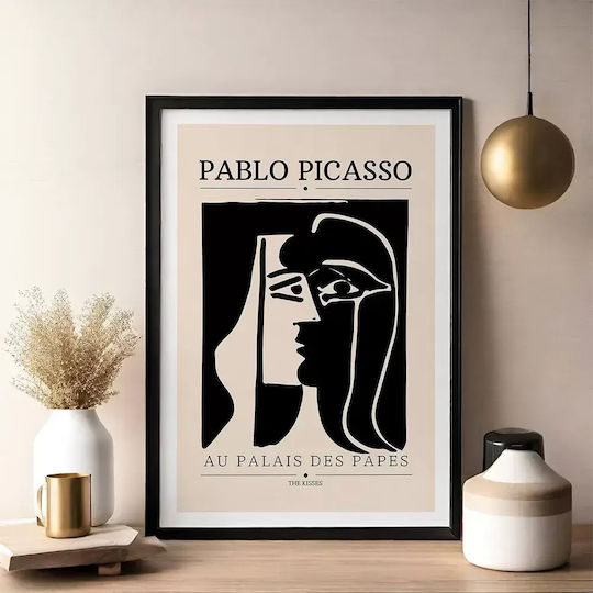Poster Pablo Picasso Au Palais Des Papes Art077 40cm X 50cm Premium Black Wooden Frame