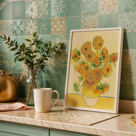 Poster Van Gogh Sunflowers Art116 40cm X 50cm Black Wooden Frame