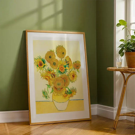 Poster Van Gogh Sunflowers Art116 40cm X 50cm Black Wooden Frame