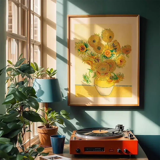 Poster Van Gogh Sunflowers Art116 40cm X 50cm Black Wooden Frame
