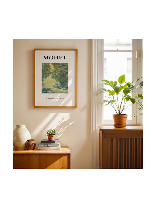 Poster Monet Waterlillies Art011 40cm X 50cm Black Wooden Frame
