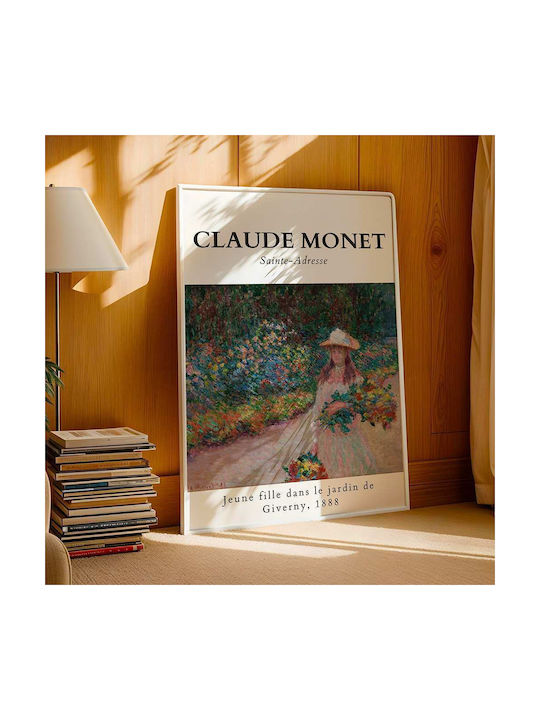 Poster Claude Monet Young Girl in the Garden of Giverny Art101 40cm x 50cm Black Wooden Frame