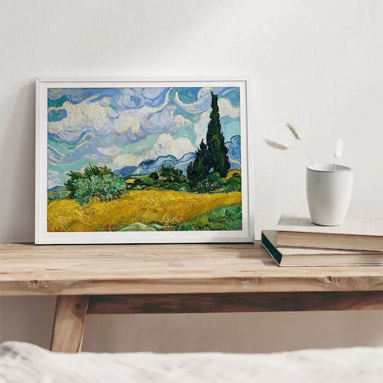 Poster Van Gogh Wheat Field Cypresses Art108 40cm X 50cm Κορνίζα Φυσικό Ξύλου Μπεζ 56093pd156661f55316