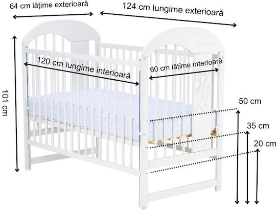 CMSpa Polymorphische Babywiege Qmini Julia I Weiße mit Matratze