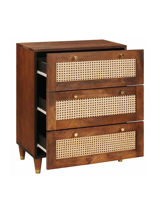 Cabinet Storage Solid Wood with 3 Drawers L60xW33xH75cm