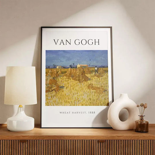 Poster Van Gogh Wheat Harvest Art097 40cm X 50cm Κορνίζα Καφέ Ξύλου 56043pd156707f63322