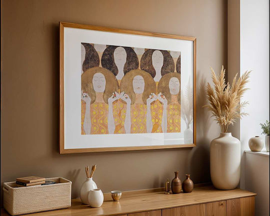 Poster Gustav Klimt Choir Angels Art149 40cm X 50cm Frame Natural Wood Beige