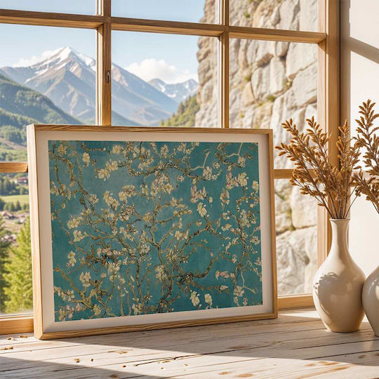 Poster Van Gogh Almond Blossom Art104 40cm X 50cm Premium Μαύρο Ξύλινο Κάδρο-56096pd156664f55323