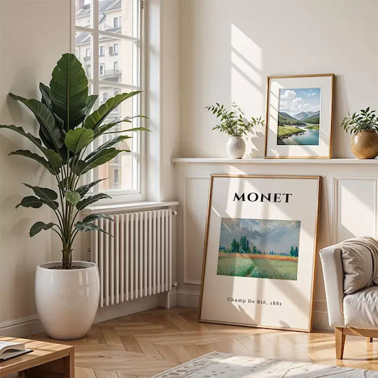 Poster Monet Champ De Ble Art010 40cm X 50cm Black Wooden Frame