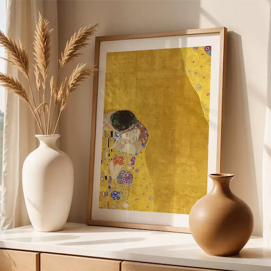 Poster Gustav Klimt Kiss Art155 40cm X 50cm Κορνίζα Καφέ Ξύλου 56090pd156666f63322