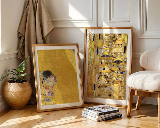 Poster Gustav Klimt Kiss Art155 40cm X 50cm Κορνίζα Καφέ Ξύλου 56090pd156666f63322
