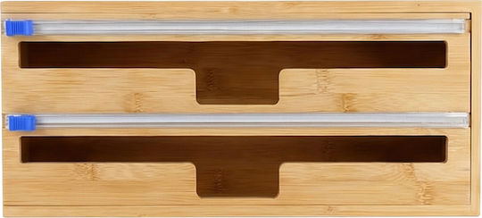 Cheffinger Clingfilm Aluminiumfolie Spender In Bambus Doppelkammer Beige