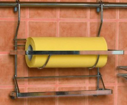 Metallic Silver Paper Towel Holder Wall Mounted 18cm