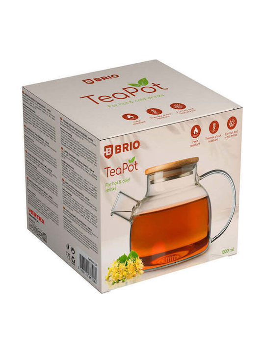Brio Mate Чайник Стъклен Прозрачен 1000ml