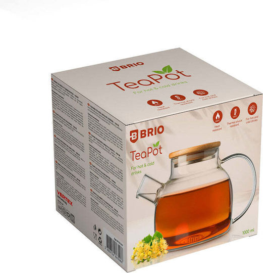 Brio Mate Τσαγιέρα Γυάλινη Διάφανη 1000ml