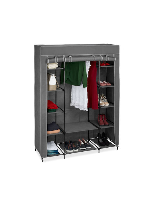 Relaxdays Dulap din Material cu Fermoar și Rafturi în Culoare Gri 135x45x175cm