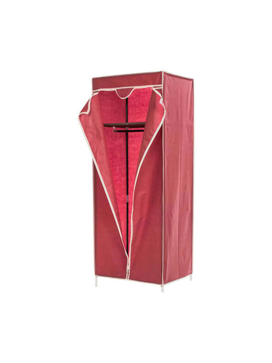Intradedepo Платена Гардероба с Цип и Рафтове в Червен Цвят 60x45x150cm