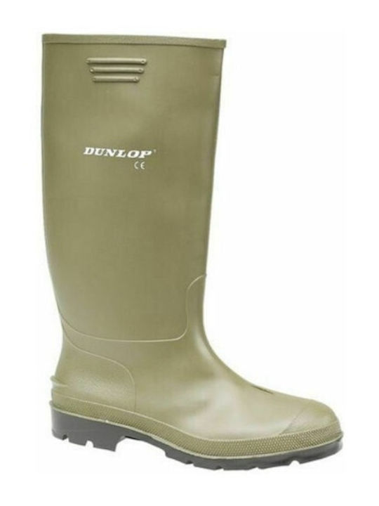 Dunlop Pricemastor Non-Slip Knee Safety Wellies with Fur Green
