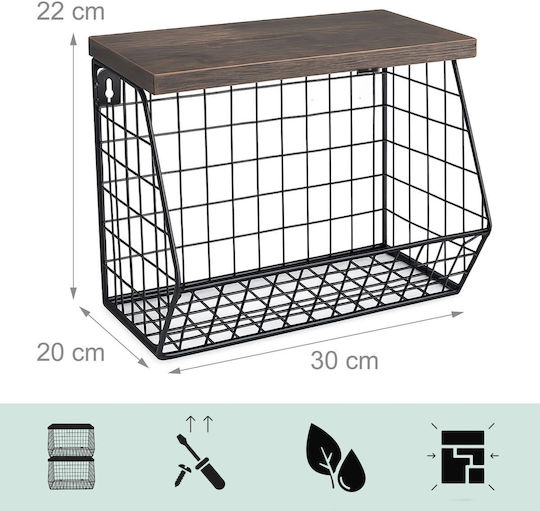 Relaxdays Bol De Fructe Metalic Negru 30x20x21 cm