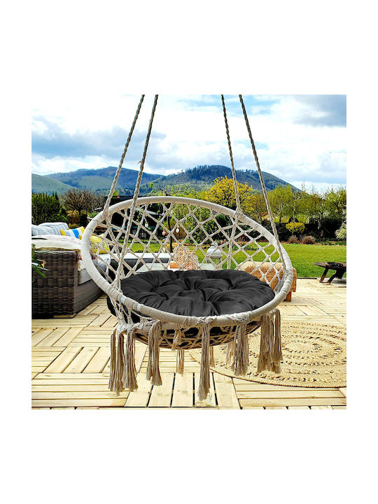 AIO Factory Waterproof Round Garden Swing Cushion Black 65x65cm