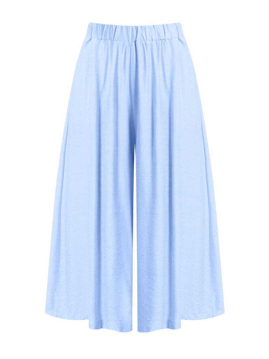Celestino Γυναικεία Παντελόνα Crop Βισκόζη Loose Fit Γαλάζιο