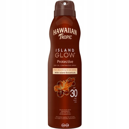 Hawaiian Tropic Island Glow Protective Waterproof Sunscreen Face & Body Oil SPF30 in Spray 177ml