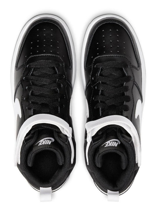 Court Borough Mid 2 Kids Sports Shoes Basketball With Hoop & Loop Closure Black