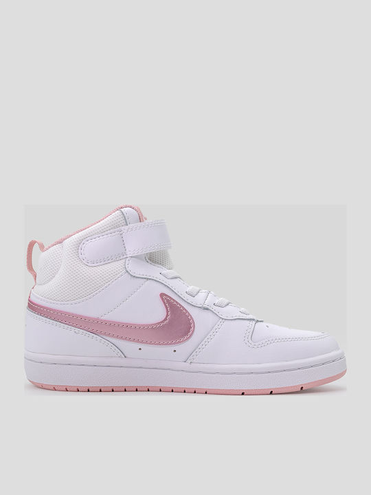 Court Borough Mid 2 Kids Sports Shoes Running with Hoop & Loop Closure White