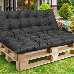 AIO Factory Waterproof Bench Cushion for Garden with Backrest Black 120x120cm