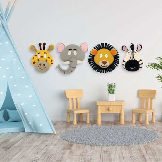 Zebra Kids Wall Decor Animals Grey 3x3x40.5cm