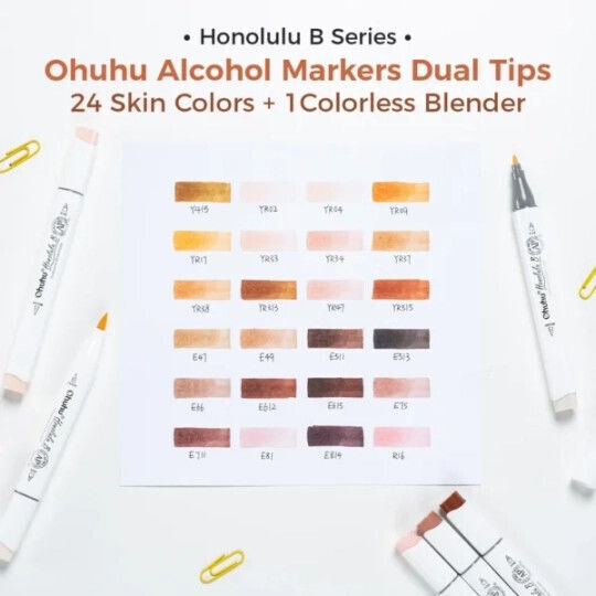 Ohuhu Brush & Fine 12 Drawing Markers Skin Tones