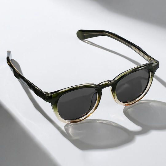 Techsuit Cycling Glasses 8663 Black With Black Frame And Polarized Transparent Lenses