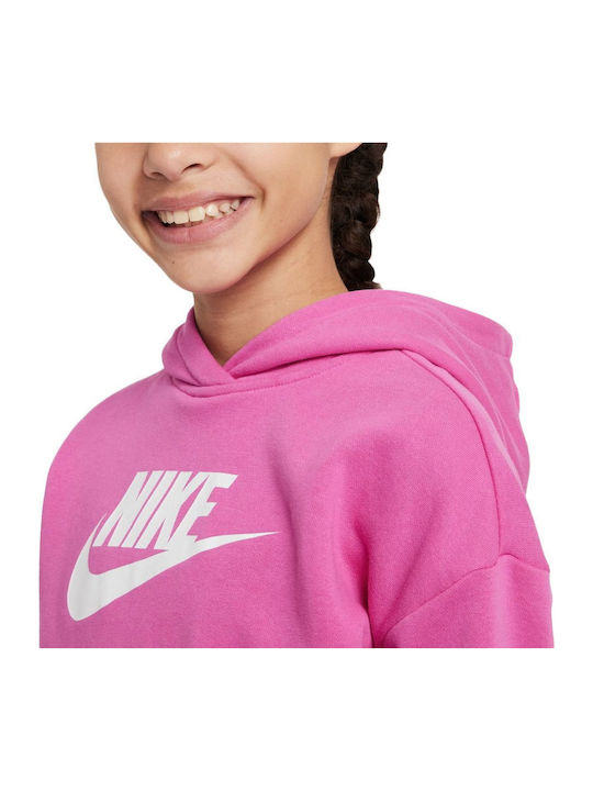 Παιδικό Φούτερ Cropped με Κουκούλα Φούξια Sportswear Club