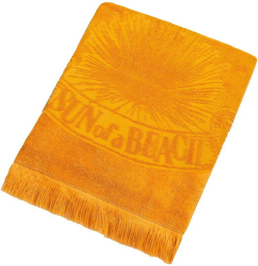 Sun of a Beach Orange Beach Towel with Fringes