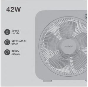 Niaros Bronte Box Fan 42W Διαμέτρου 31cm Γκρι