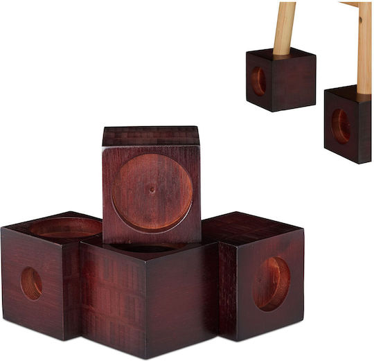 Relaxdays Picior de Mobilier din Lemn 4 Buc 9.4x9.4x9.4cm Roșu