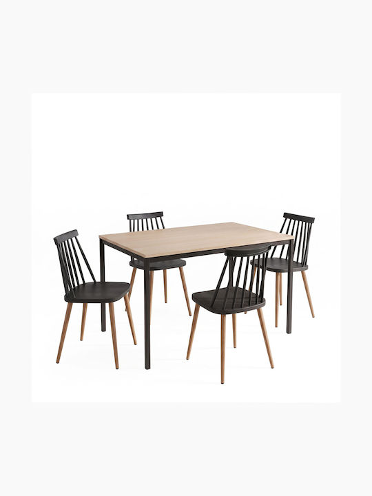 Pakketo Esszimmermöbel-Set Aurora Mit 4 Stücken Küchentisch 120x75cm