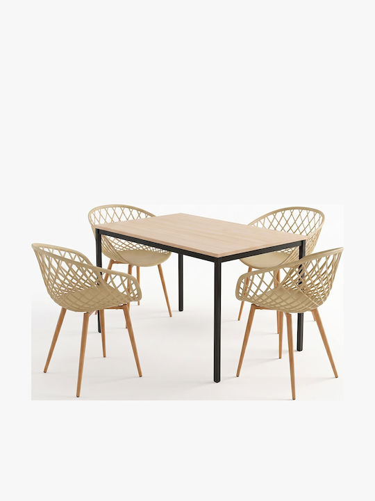 Ezzer Küchen Esszimmermöbel-Set mit 4 Stücken 120x75cm