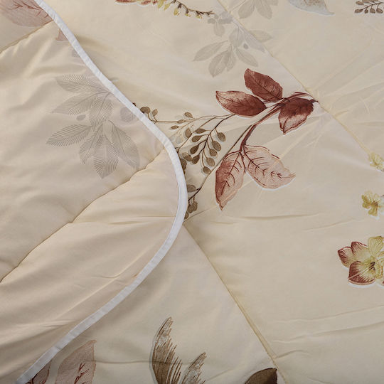 Pătură Dublă cu Umplere Microfibra 200x210 cm Bej 150 GSM