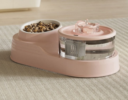 Pet's Choice Automatischer Keramik Futterautomat Bewässerer für Hund & Katze mit Gestell 1250ml in Rosa Farbe