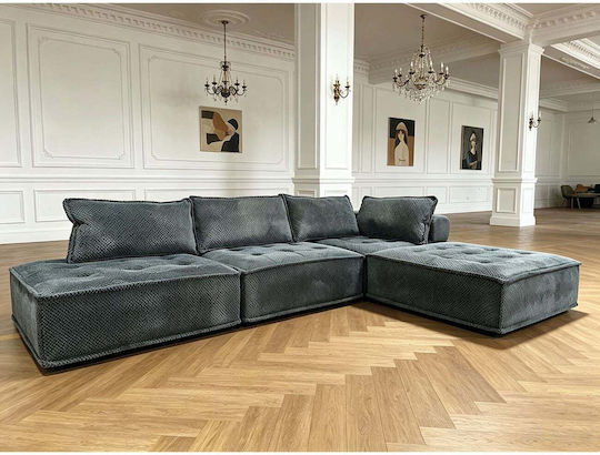 Larry-S Colțar Canapea Cu Colțul Din Dreapta Gri Închis 301x201x75cm E9820,1S